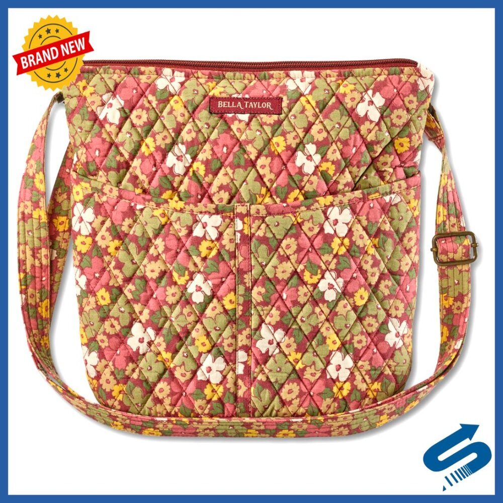 Medium Crossbody Bag with Adjustable Strap, Quilted Cotton, Multiple Pockets